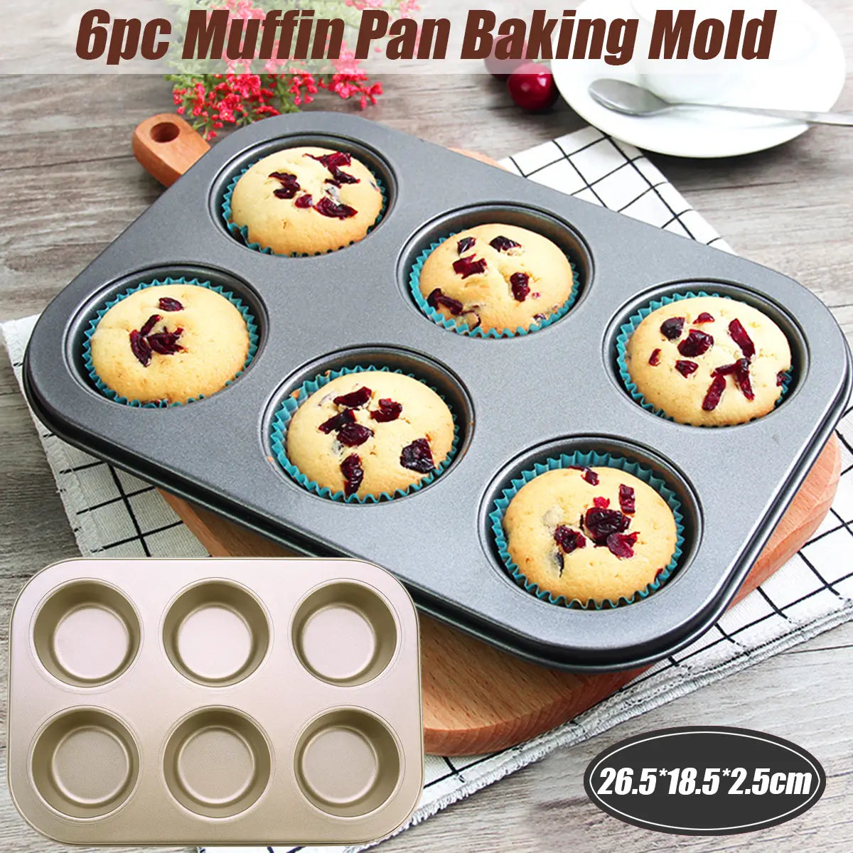 Muffin Pan - 6pc Round Bake Cup Cake Tray