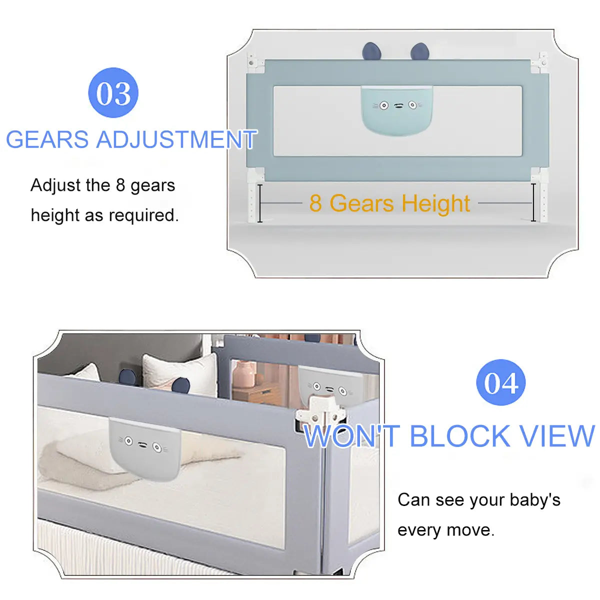 1.5m/1.8m/2.0m Adjustable Folding Kids Safety Bed