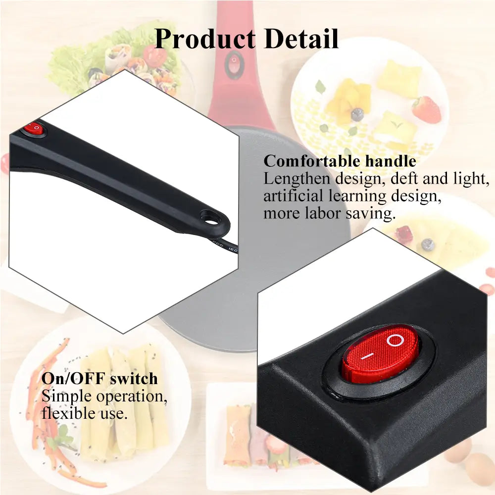 900w 220v Non-stick Electric Crepe Pizza Maker Pancake