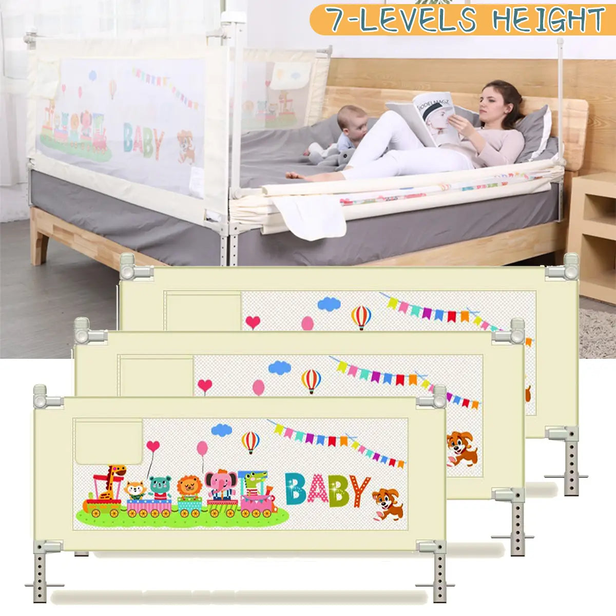 Intelligent Seven-speed Adjustable Baby Bed Fence Anti-fall