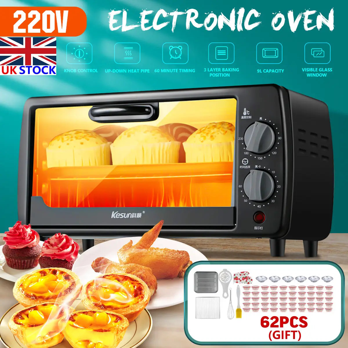 Benchtop Electric Oven - 9l 220v Oven, Temperature Control