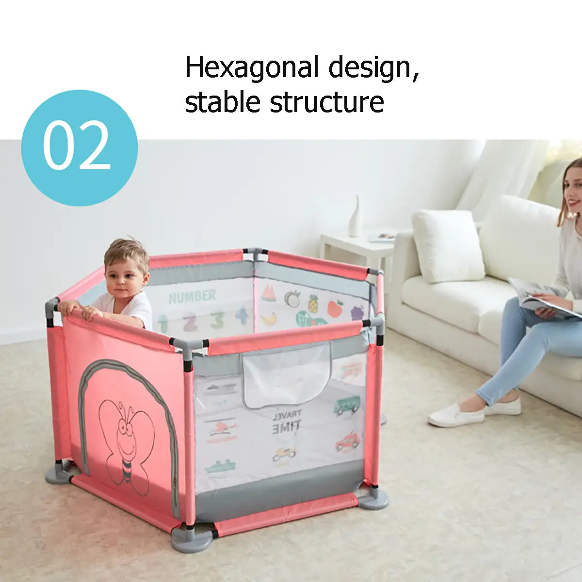 65cm Baby Playpen, Portable Large Playard Indoor & Outdoor