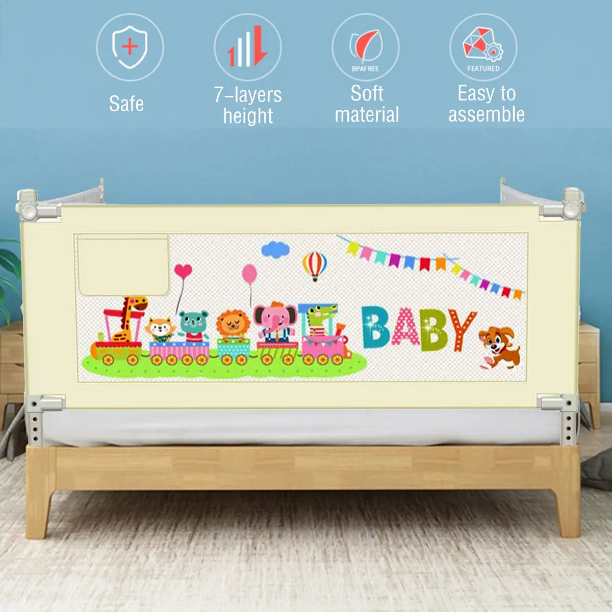 Intelligent Seven-speed Adjustable Baby Bed Fence Anti-fall