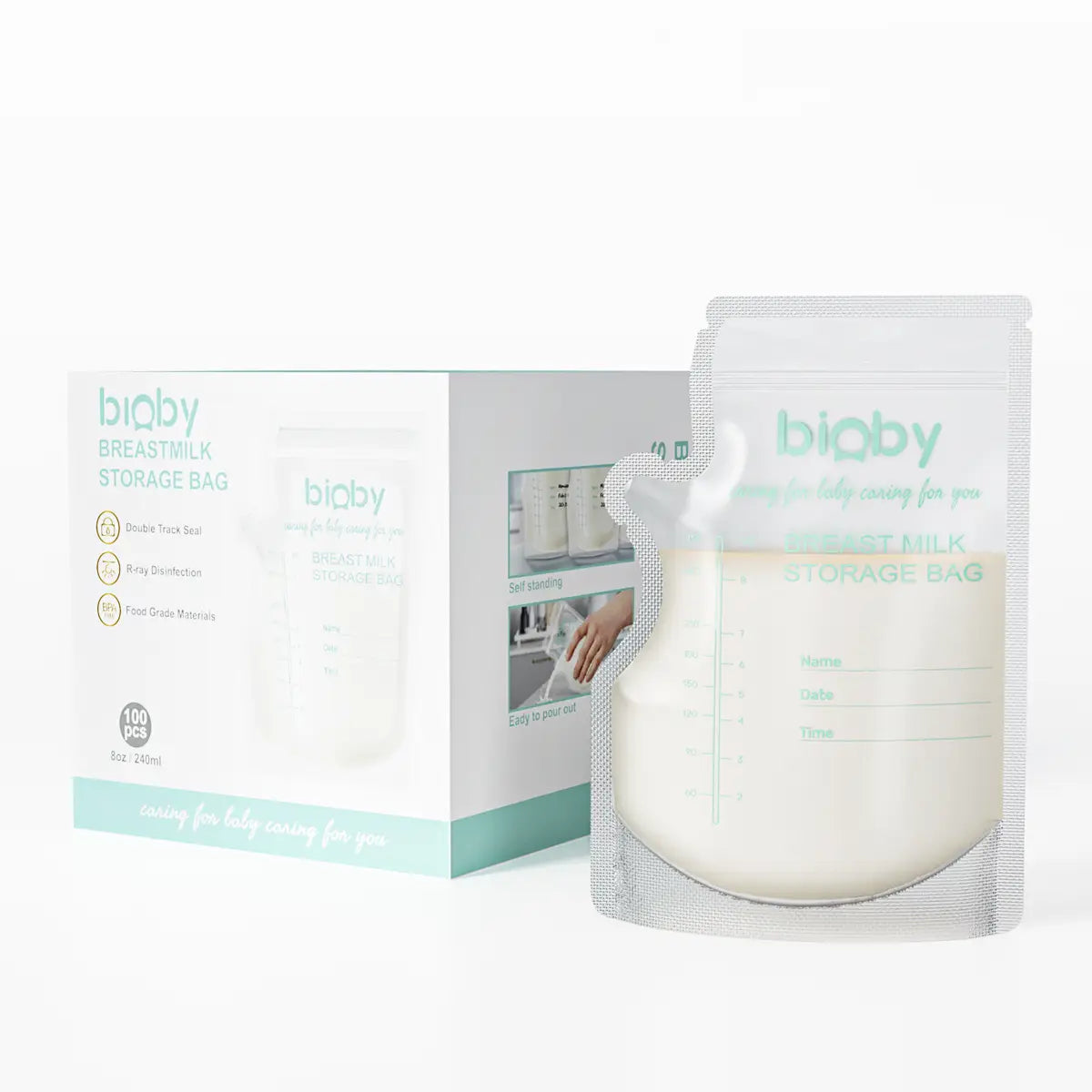Bioby 100pcs 40ml Milk Freezer Bags Leakproof Mother Baby