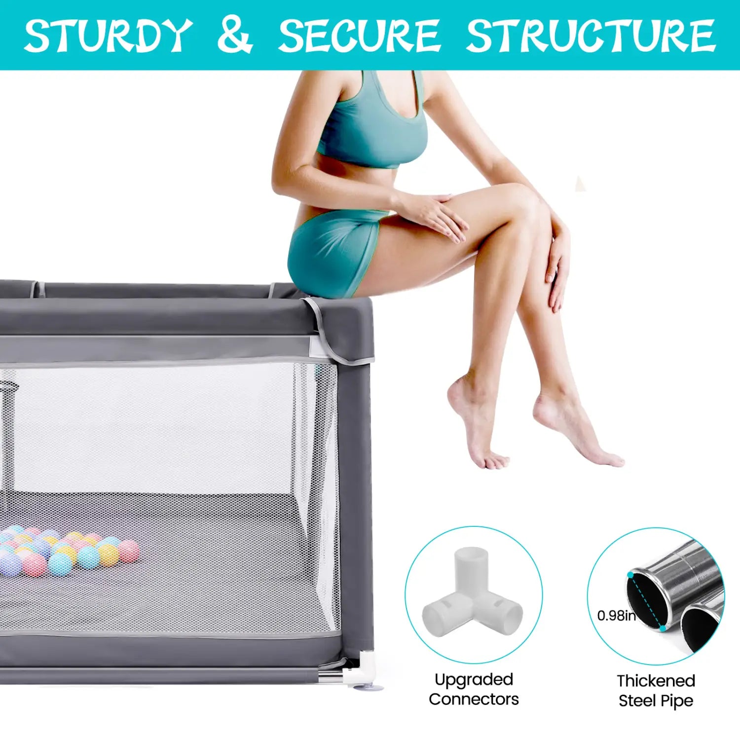 Bioby Baby Playpen 360 Wide View Children Playground Safety