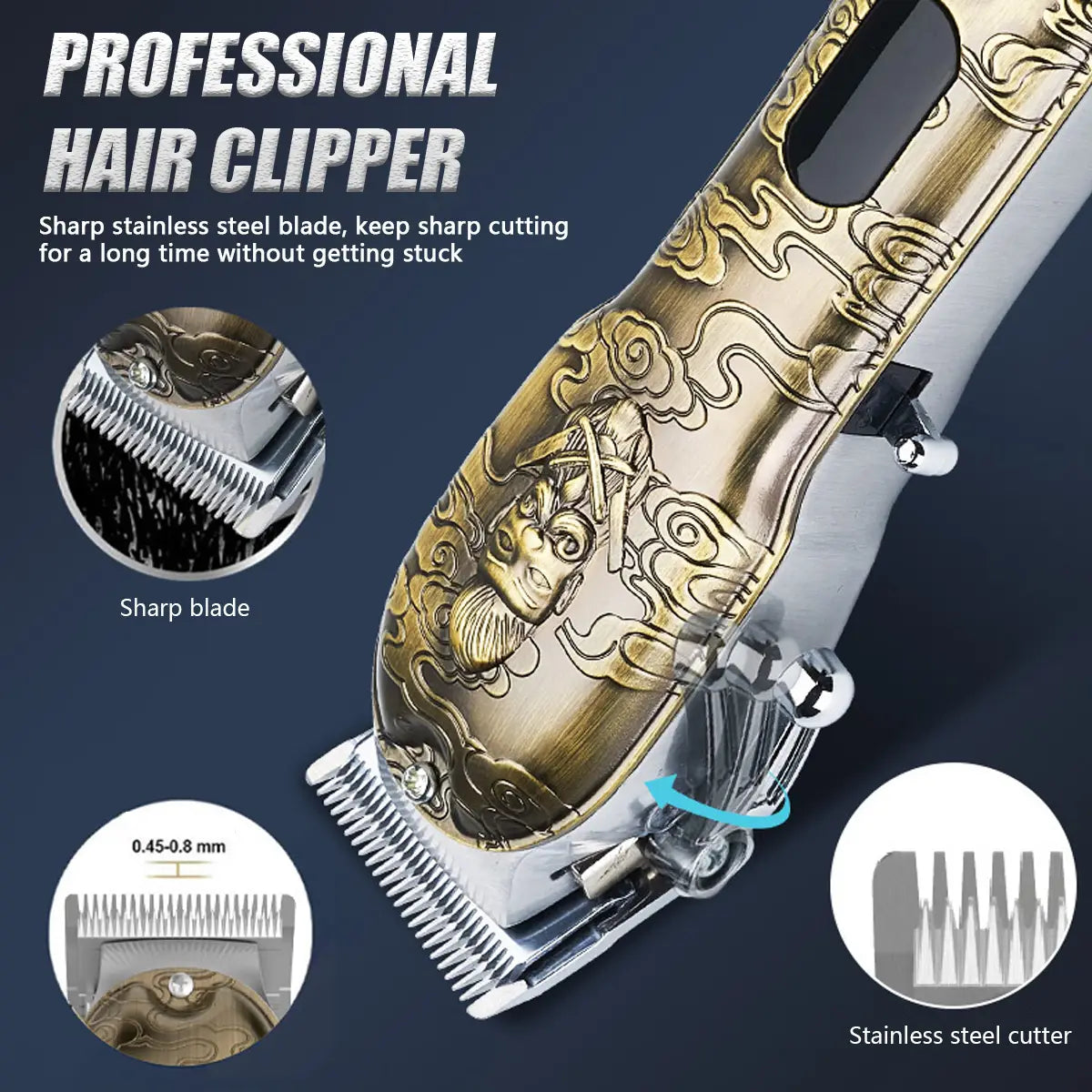 3-in-1 Embossed Retro Hair Clipper Lcd Liquid Crystal