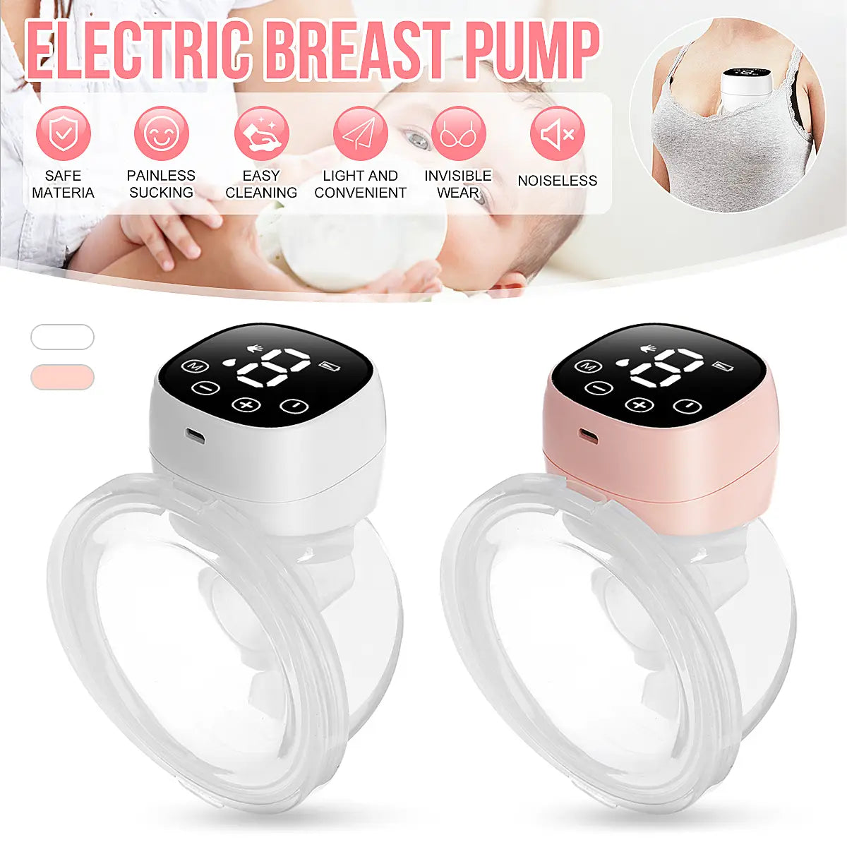 Portable Electric Breast Pump Usb Chargable Silent Wearable