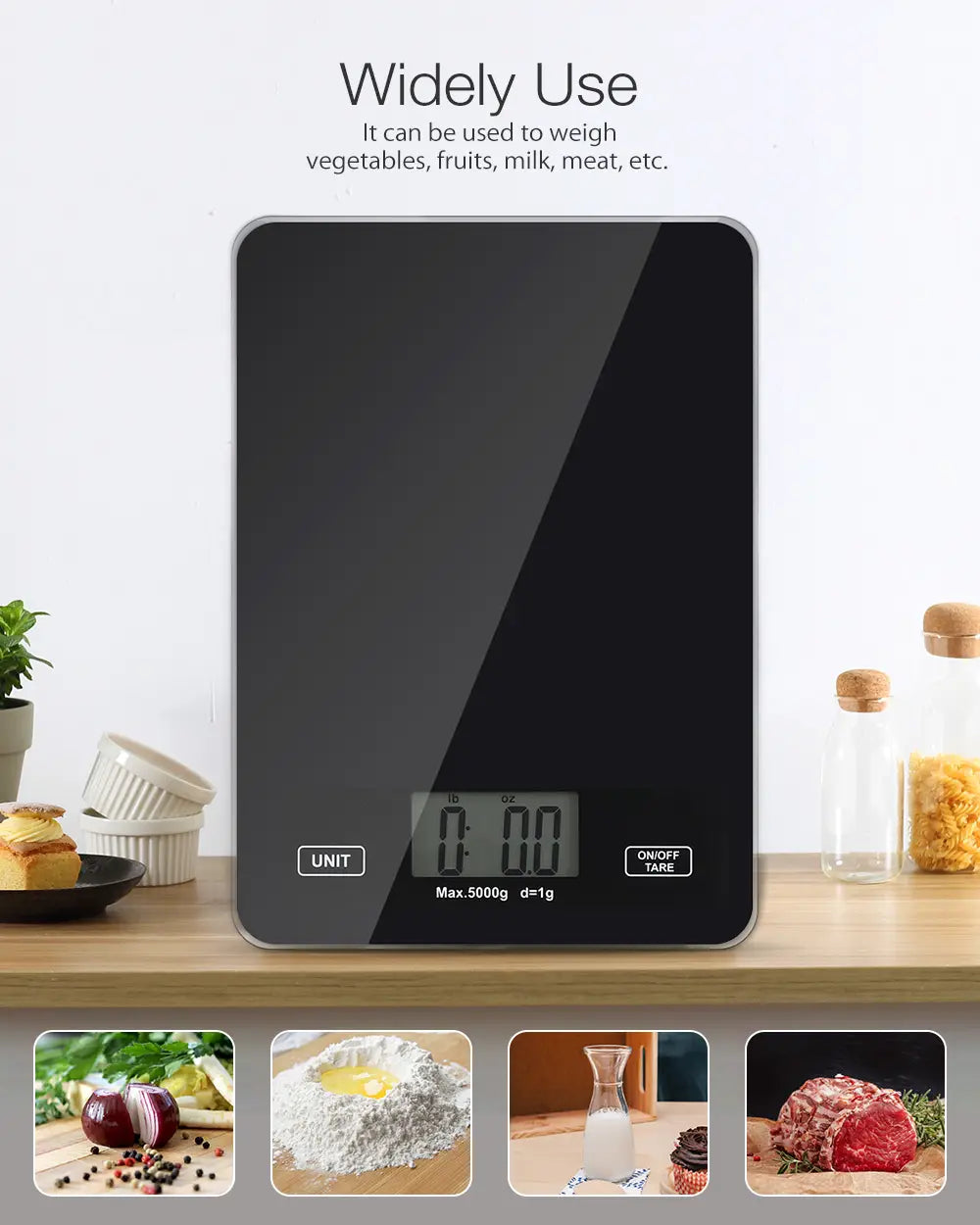 Kitchen Toughened Glass Scale 1g/5kg Lcd Display Baking Tool