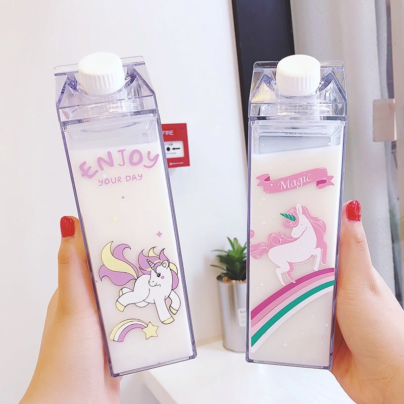 Portable Milk Carton Water Bottle Novelty Cartoon