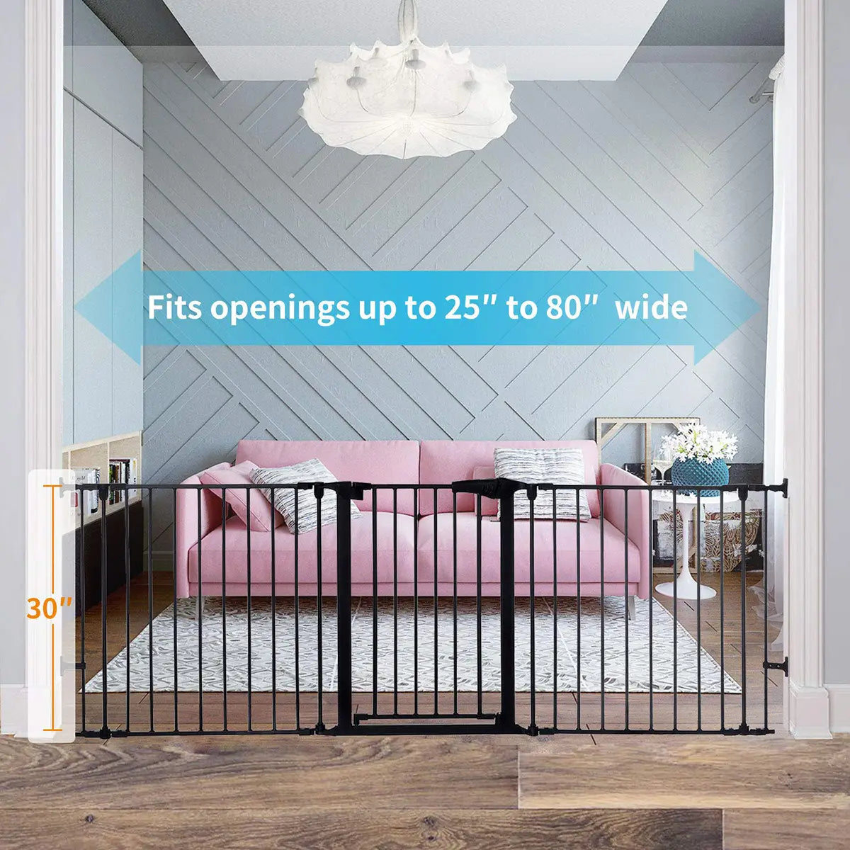 Kingso White/black Adjustable Auto Close Metal Baby Gate