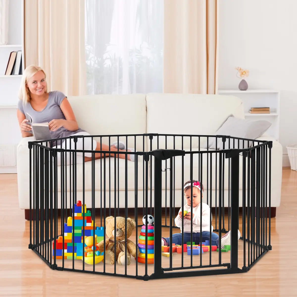 Comomy 198 Inch Long Baby Gate, Extra Wide Gate Play Yard 8