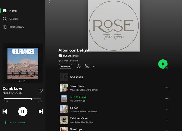 Listen to ROSE the store playlist on Spotify