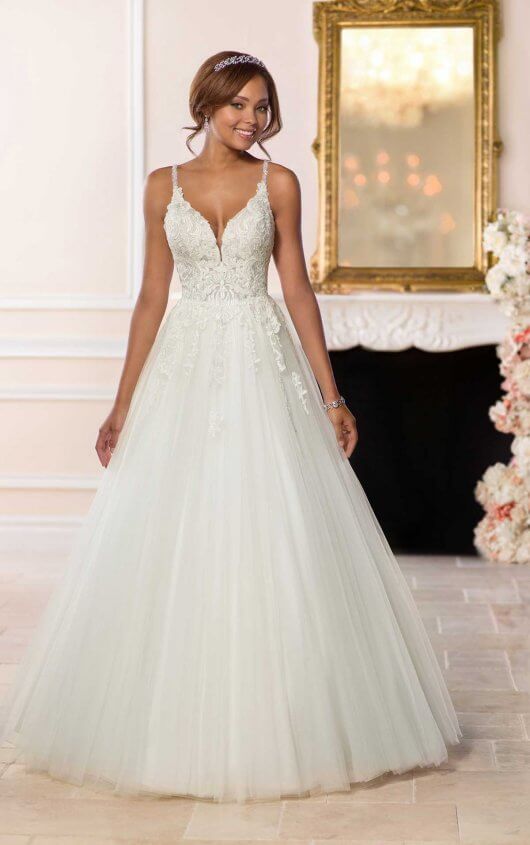 7649 - Lace Column Sheath Wedding Dress - Love & Lace Boutique