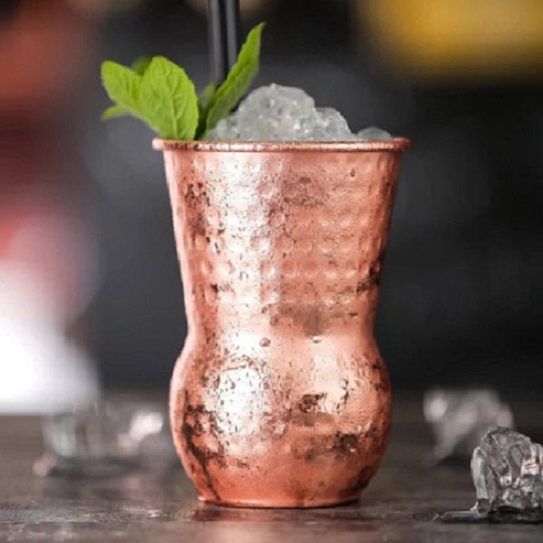 Urban Bar Tumblers In Hand Hammered Copper