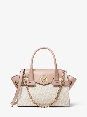 Michael Kors Carmen Medium Faux Leather Belted Satchel – shopmixusa