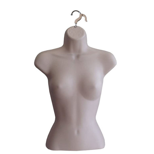 White Female Mannequin Hip Long Hollow Back Body Torso Dress Form & Ha –  DisplayTown