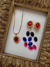 Necklace and earrings set with 4 different color stones by Park lane - Cecilia Vintage