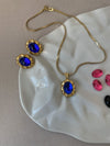 Necklace and earrings set with 4 different color stones by Park lane - Cecilia Vintage