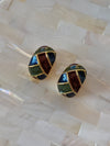 Vintage colourful enamel clip on earrings - Cecilia Vintage