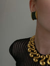 Vintage dark green clip on earrings - Cecilia Vintage