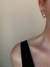 Vintage Heart white rhinestone clip on earrings - Cecilia Vintage