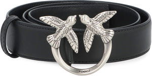 Logo buckle leather belt-1