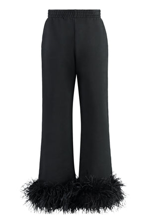 Cotton fleece joggers with feather trim-0