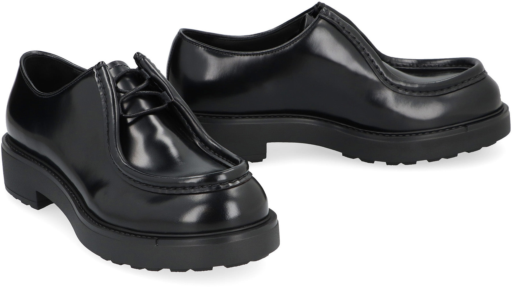 Prada - Diapason leather lace-up shoes black - The Corner