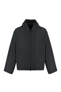 Technical fabric hooded full-zip jacket
