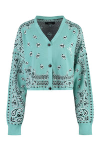 Cropped-length knitted cardigan