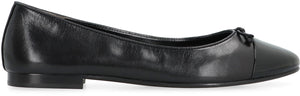 Leather ballet flats with logo-1