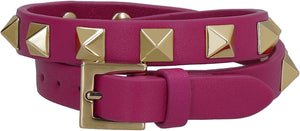 Valentino Garavani - Rockstud leather double-wrap bracelet-1