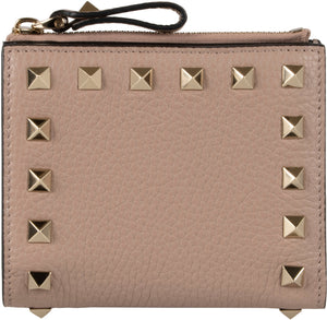 Valentino Garavani - Rockstud small leather flap-over wallet-1