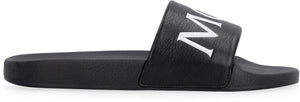 Bastien leather slides with logo-1