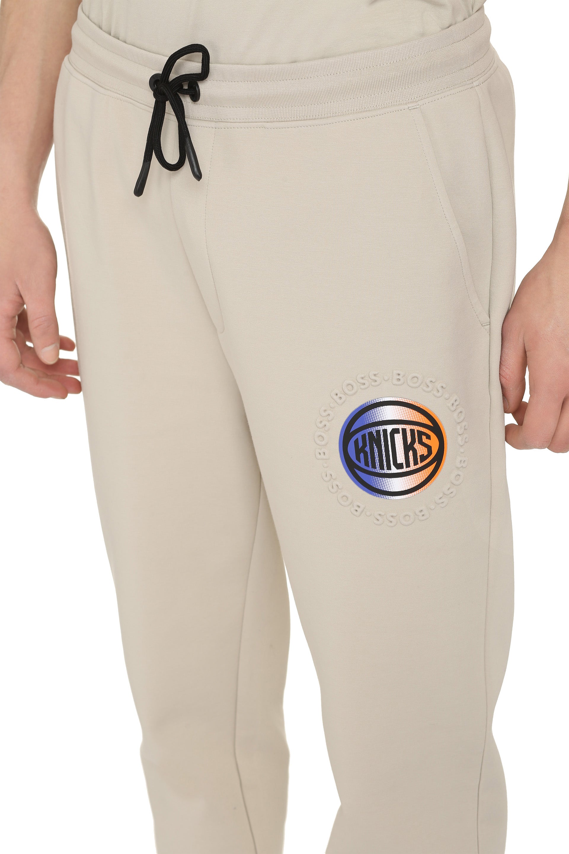BOSS - BOSS x NBA - Logo detail cotton track-pants Beige - The Corner