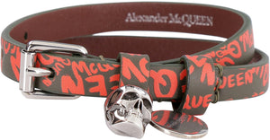 Leather bracelet with medallion and skull-1