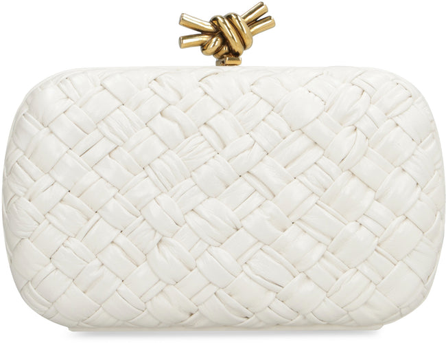 Knot Leather Clutch in White - Bottega Veneta