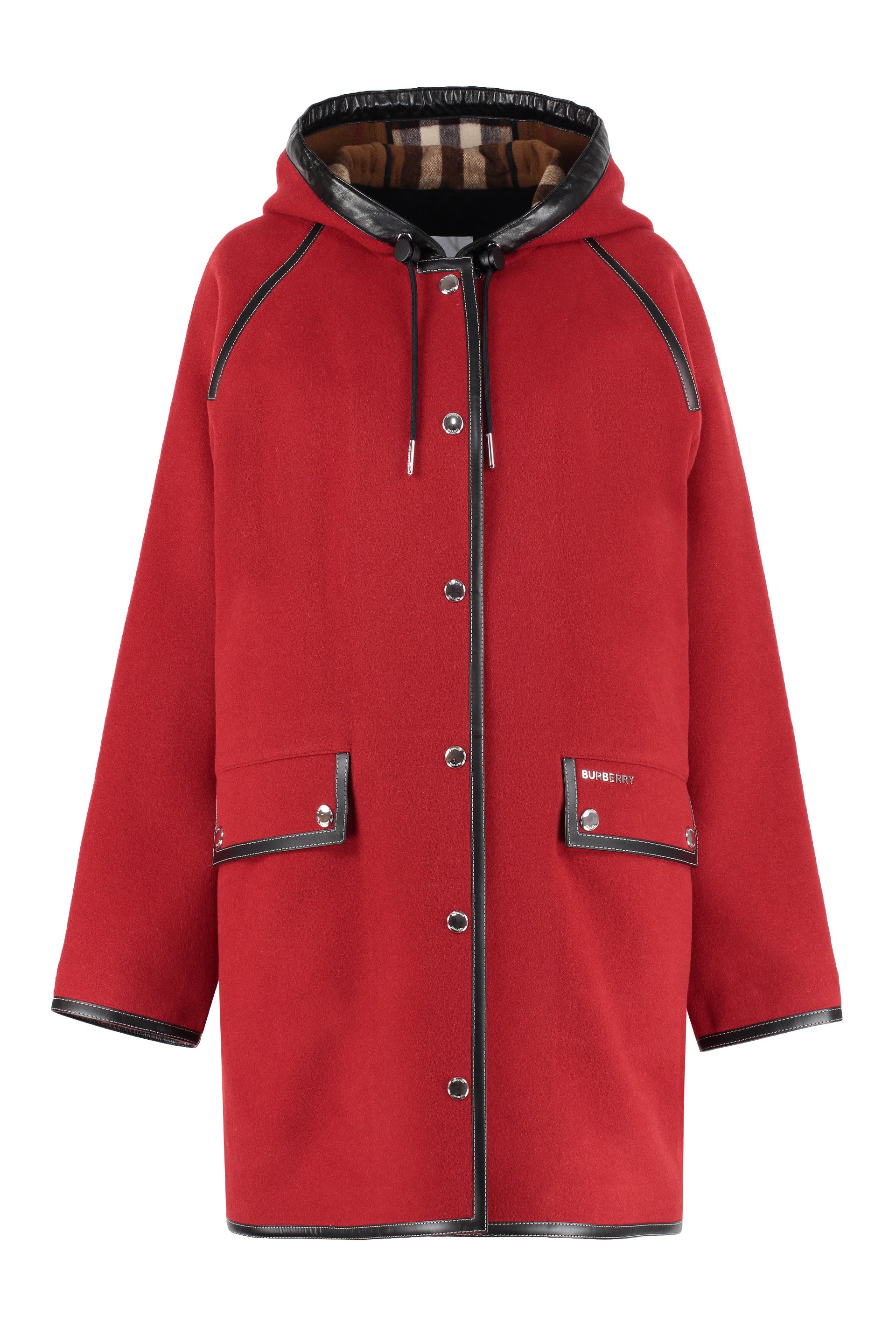 Burberry - Hooded wool coat red - The Corner