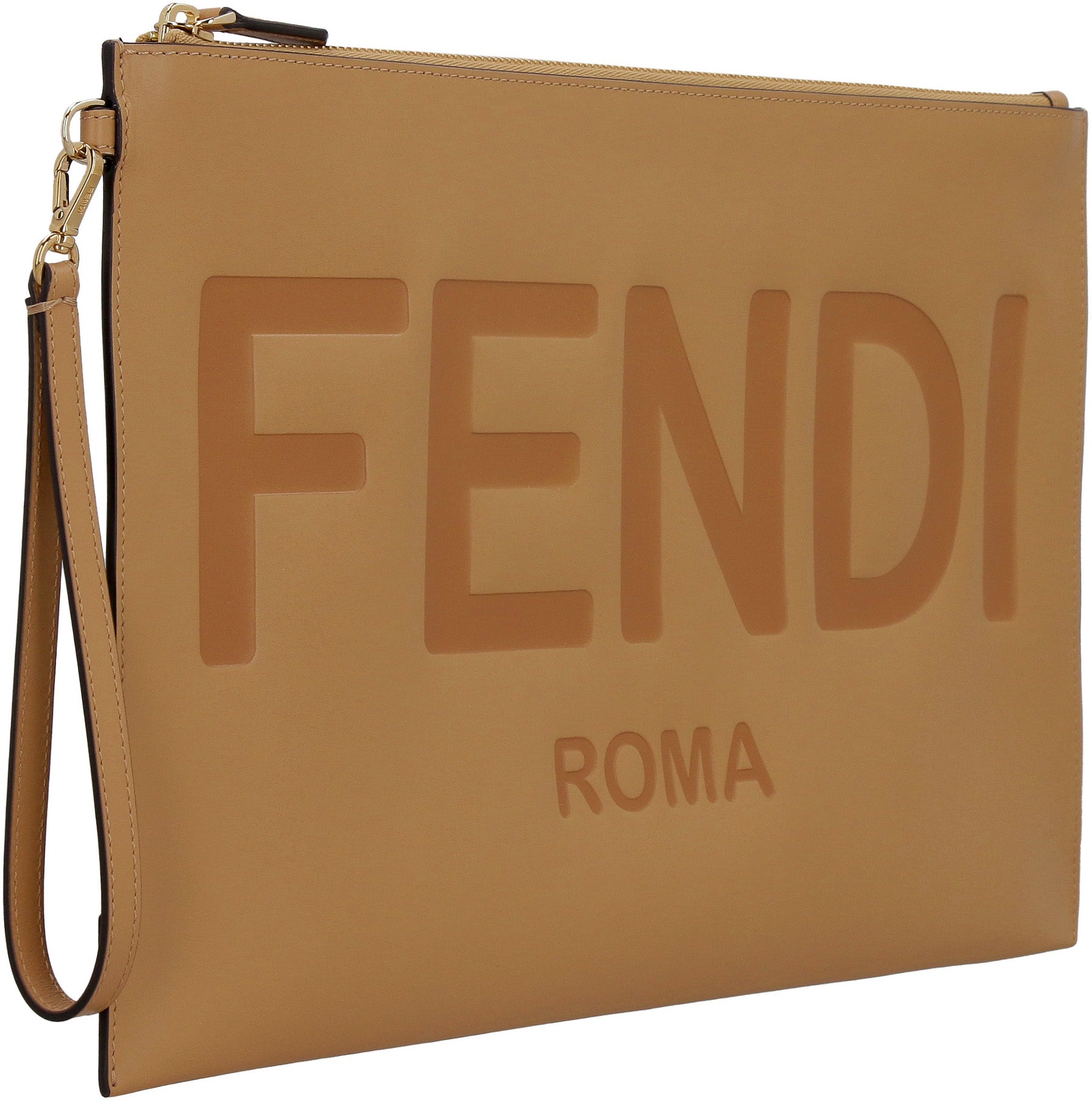 Fendi - Leather flat pouch brown - The Corner