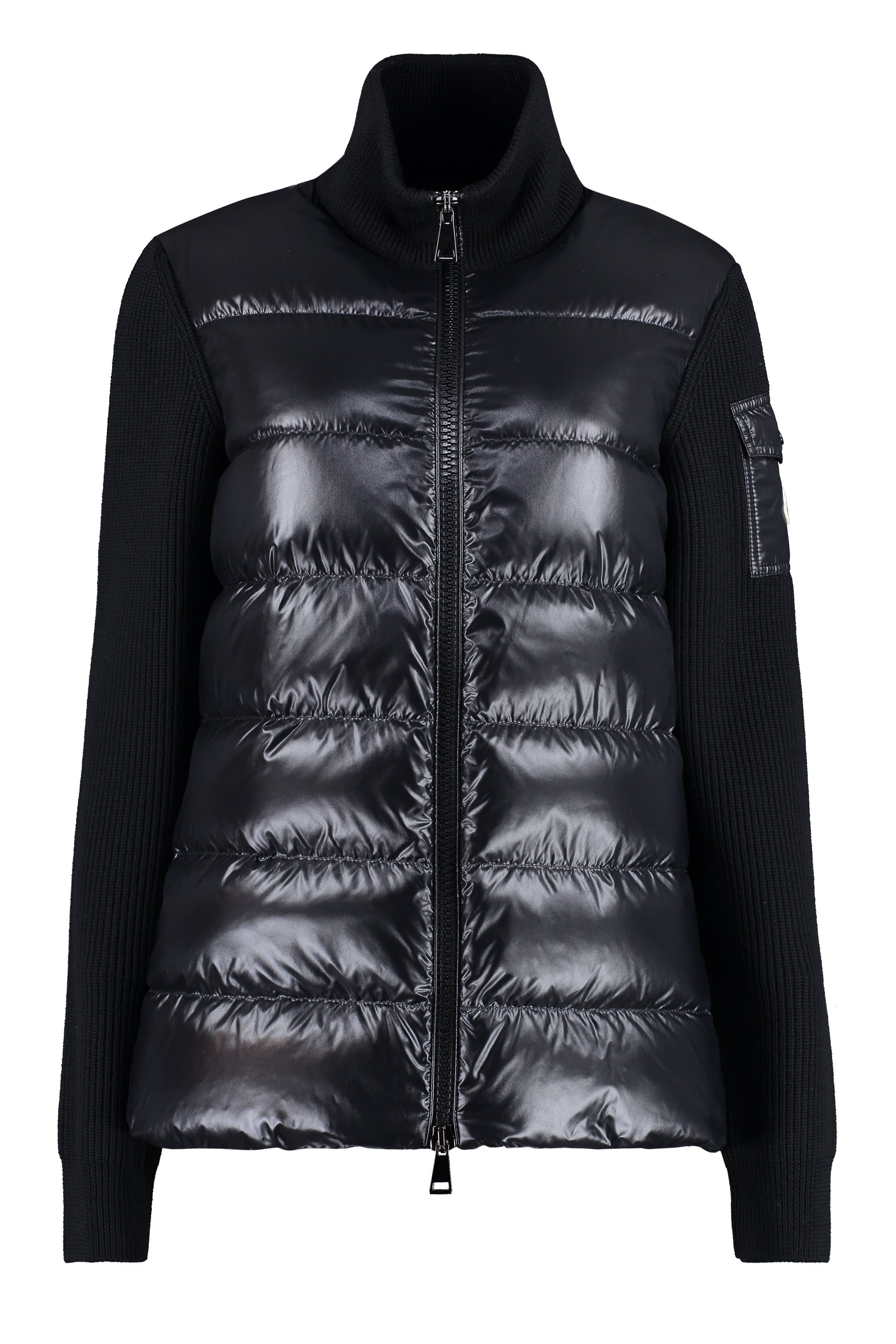 Moncler - Cardigan with padded front panel black - The Corner