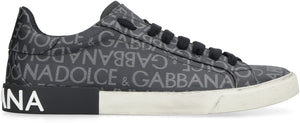 Portofino leather and fabric low-top sneakers-1