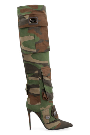 Stivali al ginocchio in tessuto camouflage-1