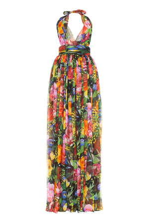 Printed silk dress-0