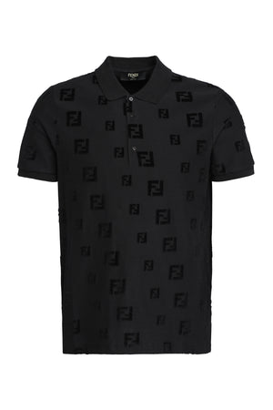 Printed cotton polo shirt-0