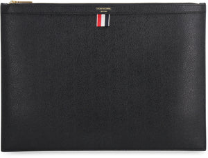 Logo detail flat leather pouch-1