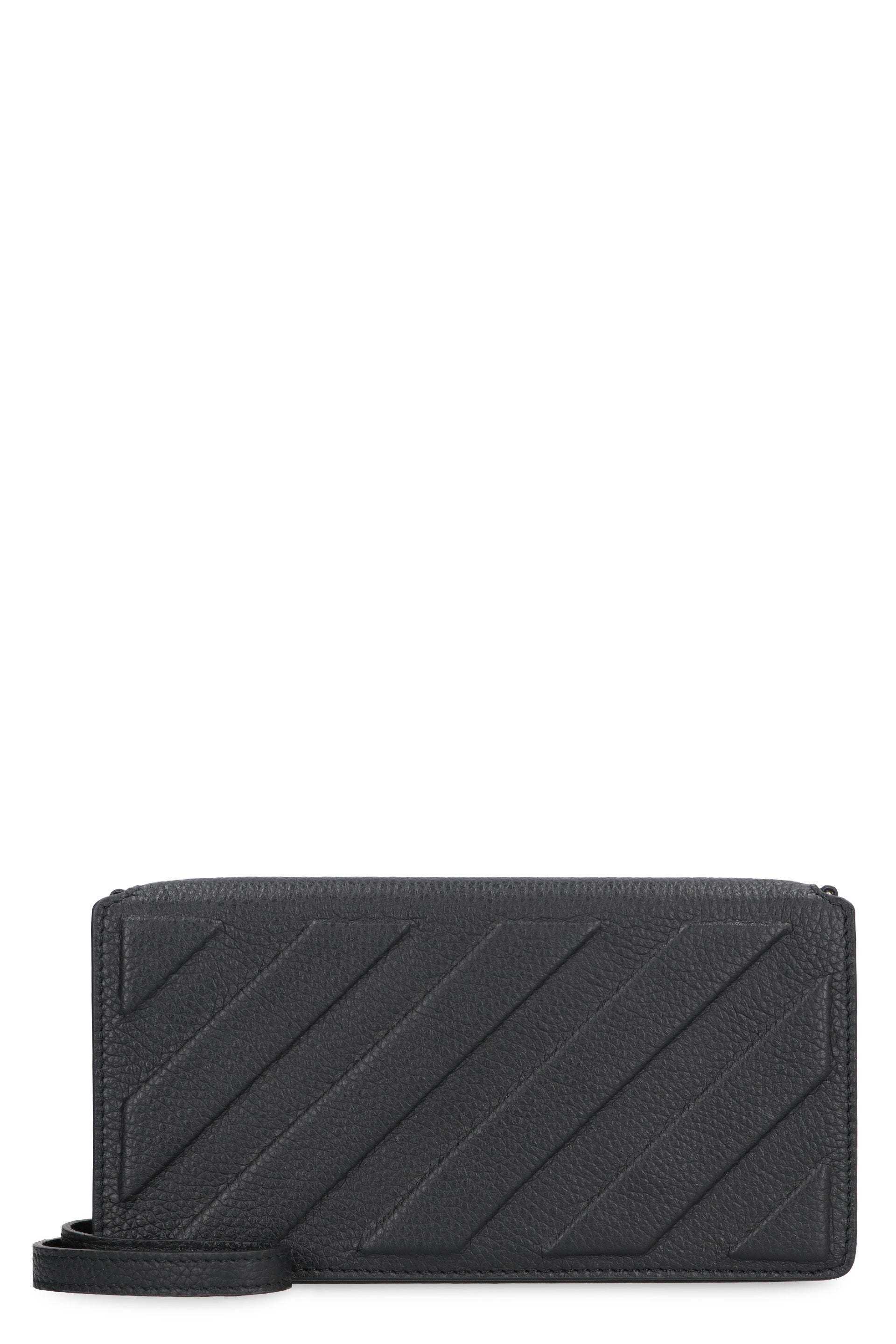 Off-White - Clutch in pelle martellata nero - The Corner