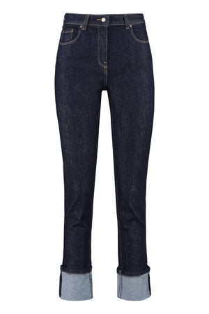 Cropped jeans con risvolto a contrasto-0