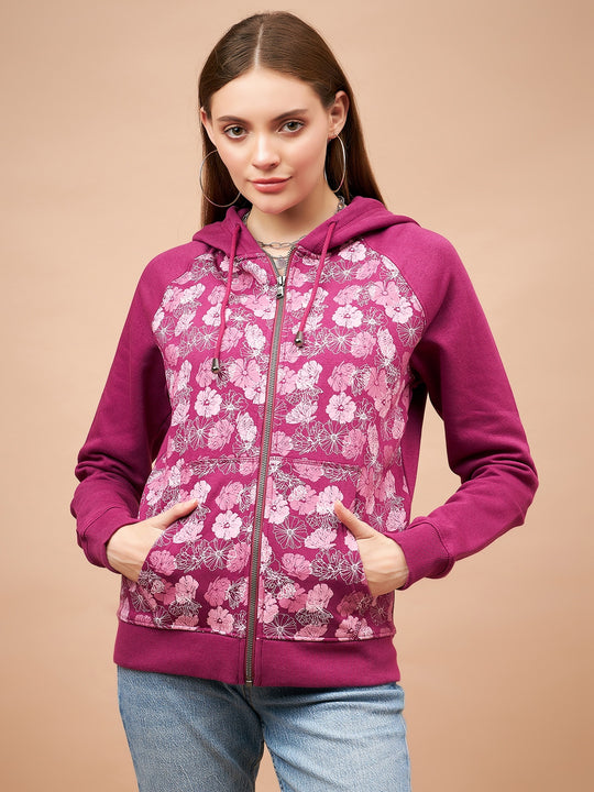 Buy AND Girl Magenta Winter Embellished Sweatshirt online