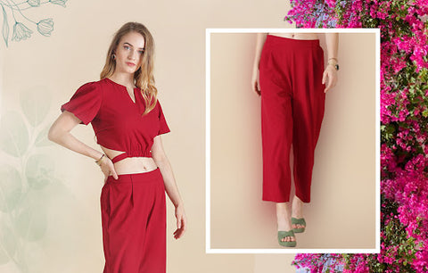 Gipsy-Maroon Georgette Co-Ord Pant
