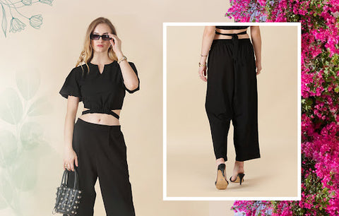 Gipsy-Black Georgette Co-Ord Pant